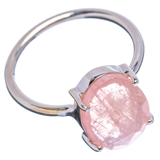Sterling silver morganite ring with oval faceted pink gemstone and four-prong setting