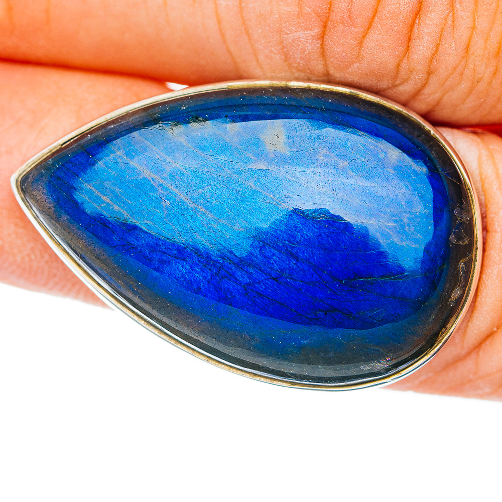 Premium Labradorite Ring Size 6 Adjustable (.925 Sterling Silver)