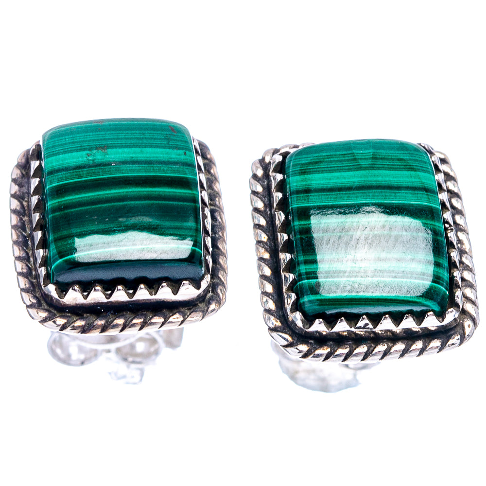 Malachite Earrings 1/2" (.925 Sterling Silver)