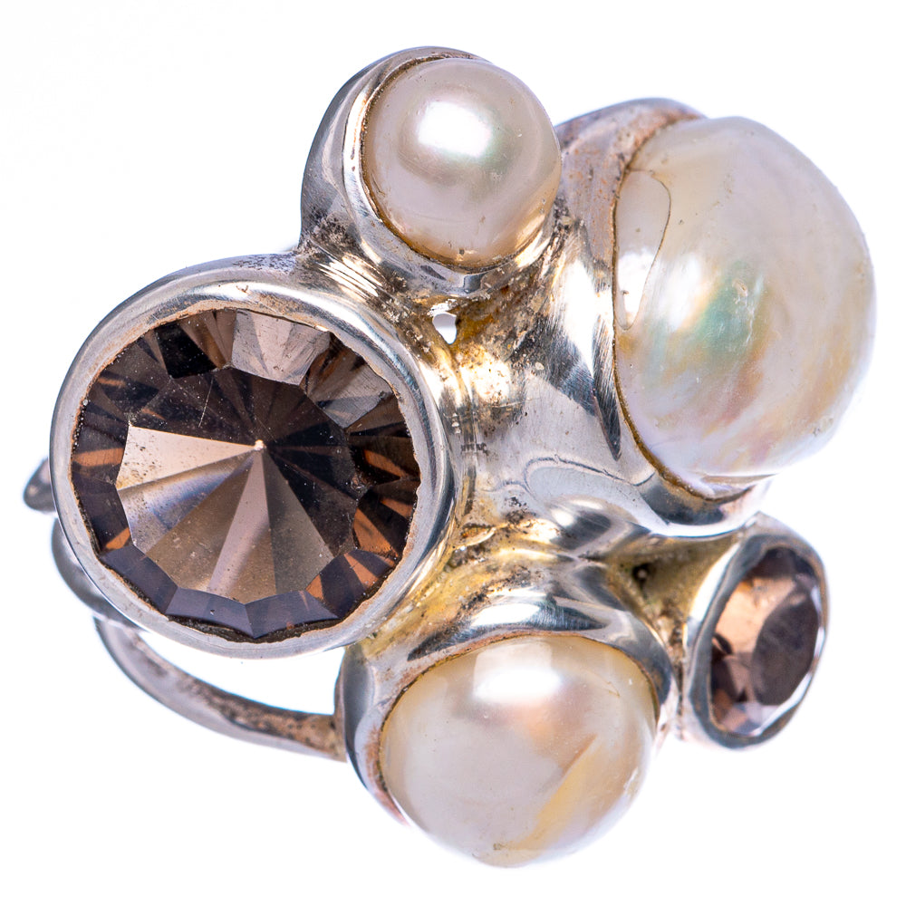 Large Cultured Pearl, Smoky Quartz Ring Size 5.25 (925 Sterling Silver) R145920