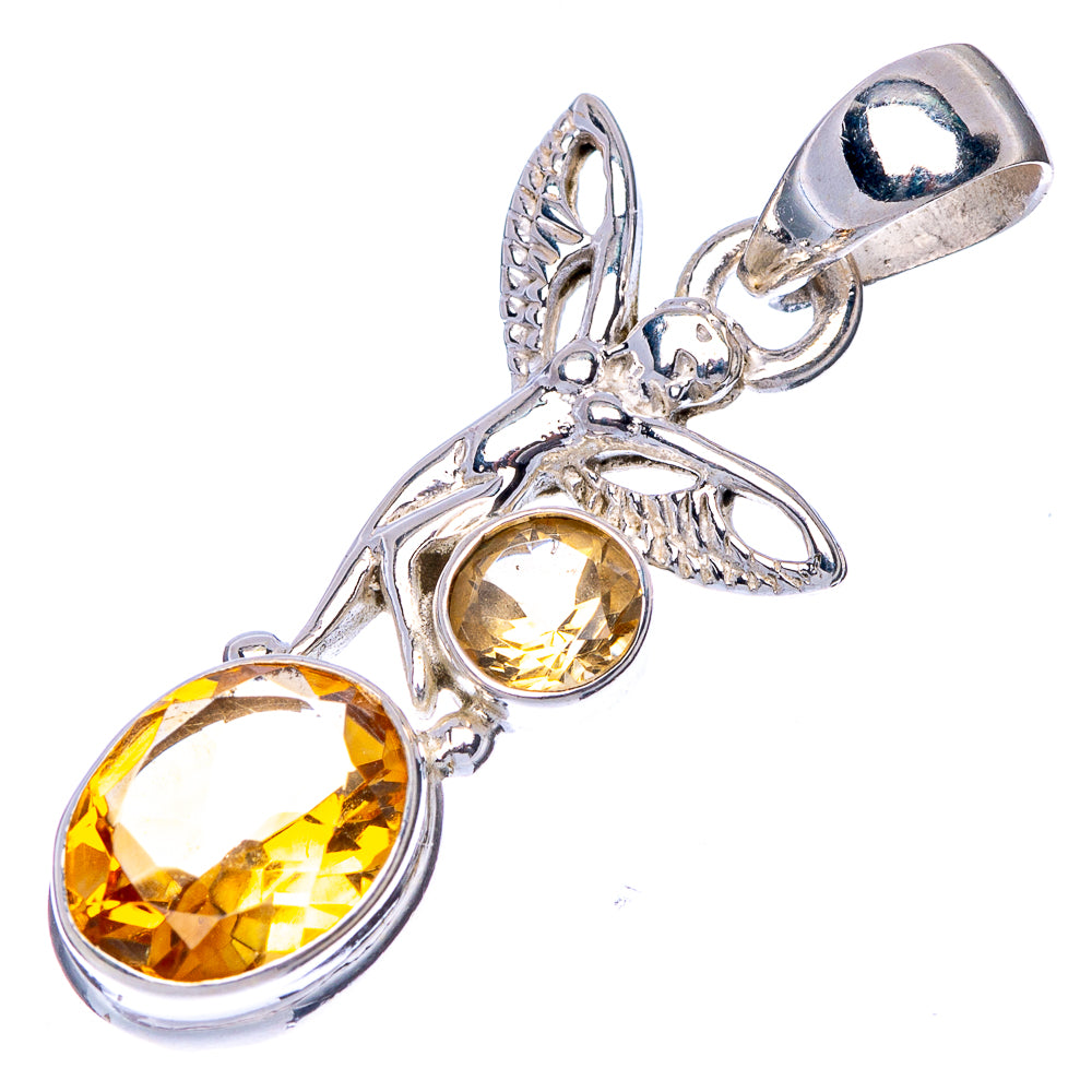 Faceted Citrine Fairy Pendant 1 3/8" (925 Sterling Silver) P41146
