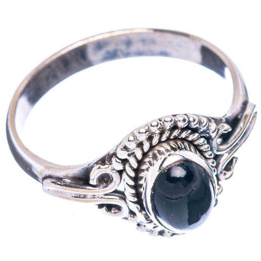 Black Onyx Dainty Ring Size 7 (925 Sterling Silver) R5935