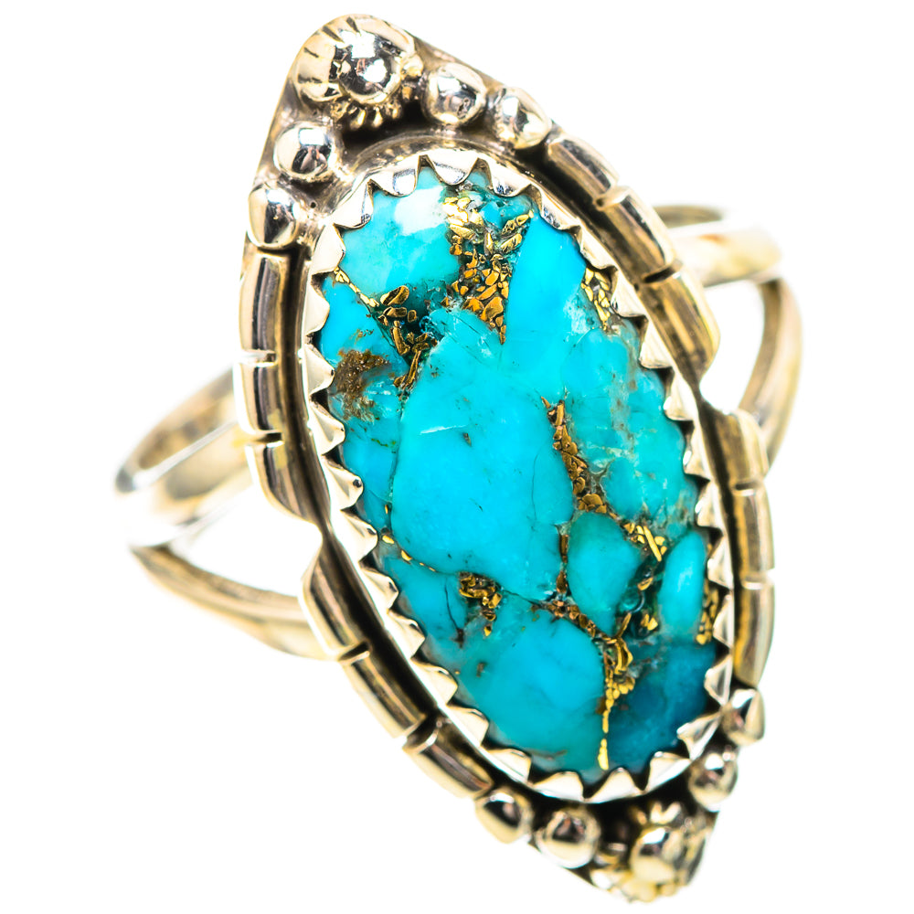 Blue Copper Composite Turquoise 925 Sterling Silver Ring Size 7.5 (925 Sterling Silver) RING139577
