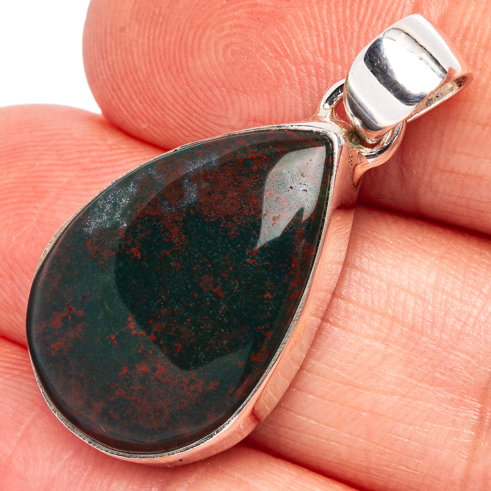 Bloodstone Pendant 1 1/4" (925 Sterling Silver) P44963