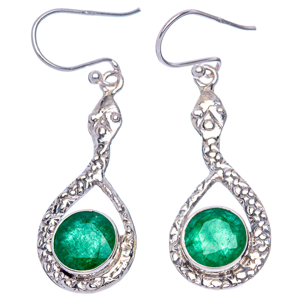 Value Green Sillimanite Snake Earrings 1 5/8" (925 Sterling Silver) E1309