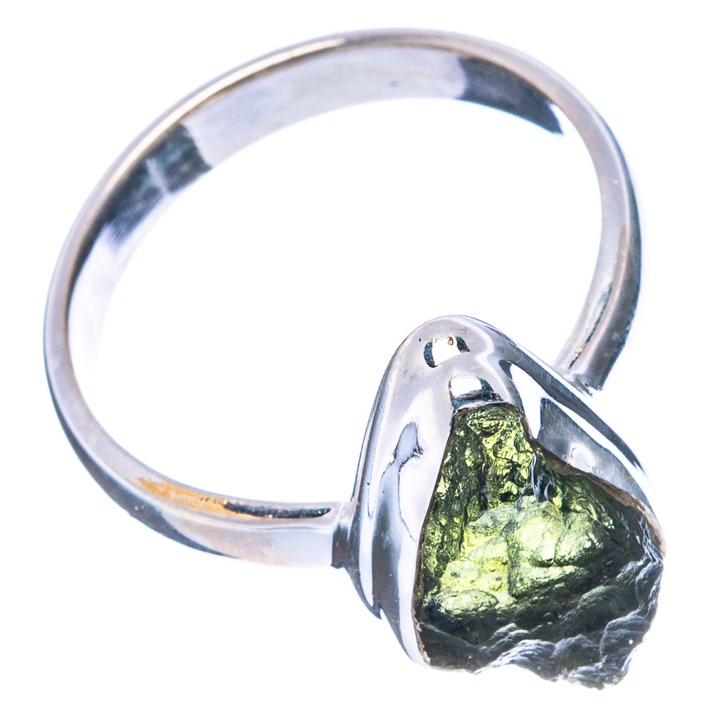 Rare Raw Moldavite Ring Size 6.5 (.925 Sterling Silver)