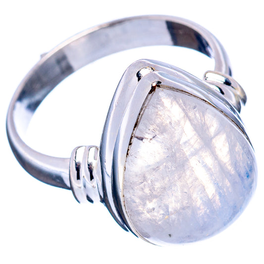 Rainbow moonstone ring, oval moonstone bezel with split silver band detail