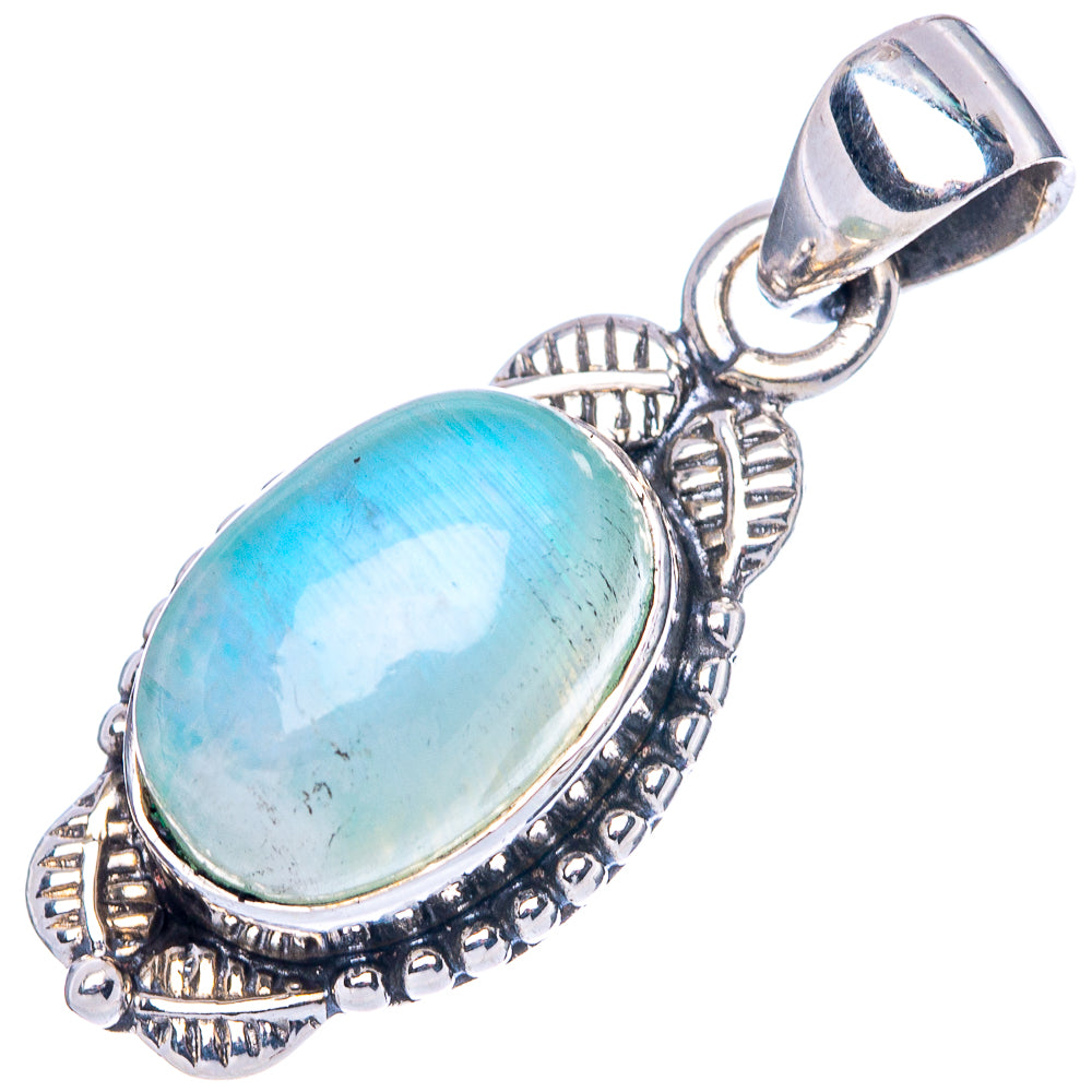 Green Moonstone Pendant 1 1/8" (925 Sterling Silver) P42484