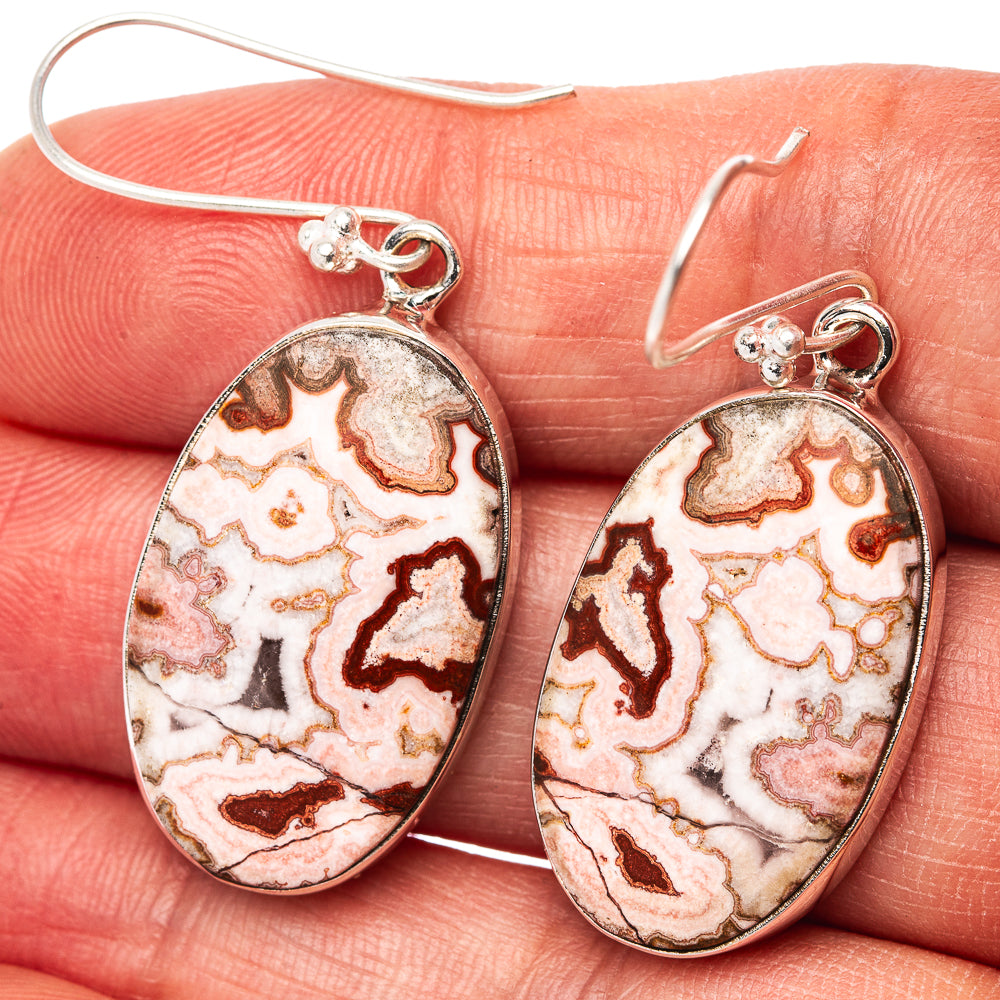 Premium Rosetta Jasper Earrings 1 3/4" (.925 Sterling Silver)