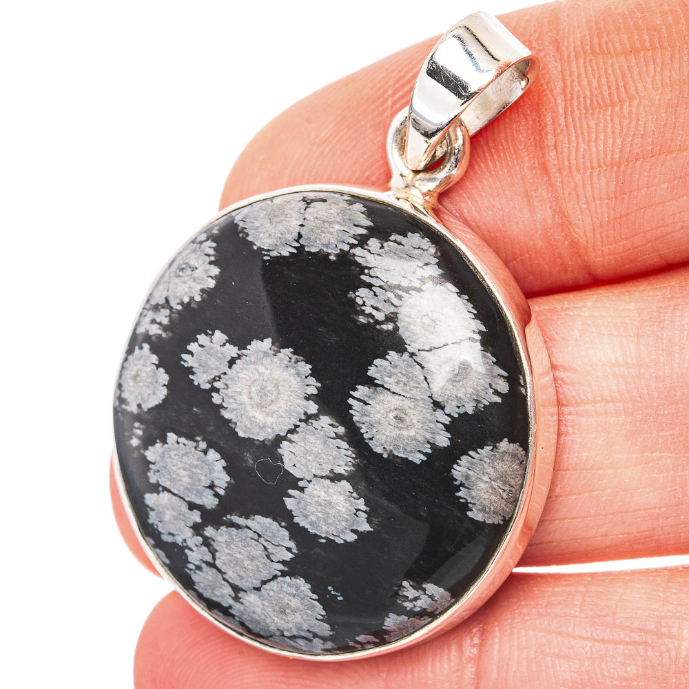 Snowflake Obsidian Pendant 1 1/2" (.925 Sterling Silver)