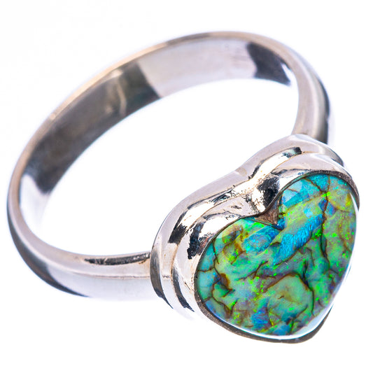Rare Sterling Opal Heart Ring Size 7.75 (925 Sterling Silver) R4355
