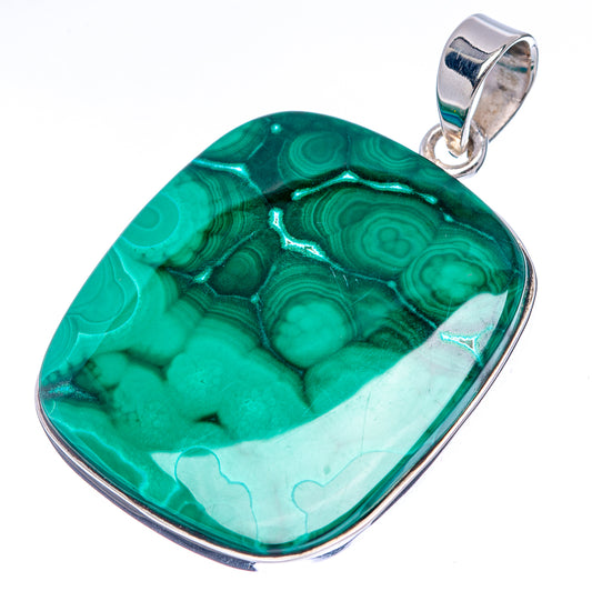 Premium Malachite Pendant 1 3/4" (.925 Sterling Silver)