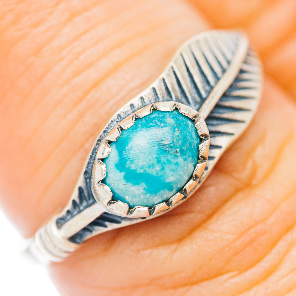 Mojave Turquoise Feather Ring Size 7 (.925 Sterling Silver)