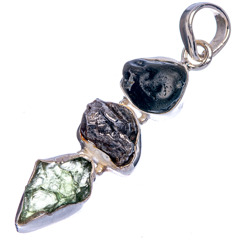 Rare Czech Moldavite Pendant 1 7/8" (925 Sterling Silver) P40360