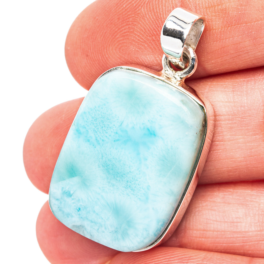 Larimar Pendant 1 1/2" (.925 Sterling Silver)