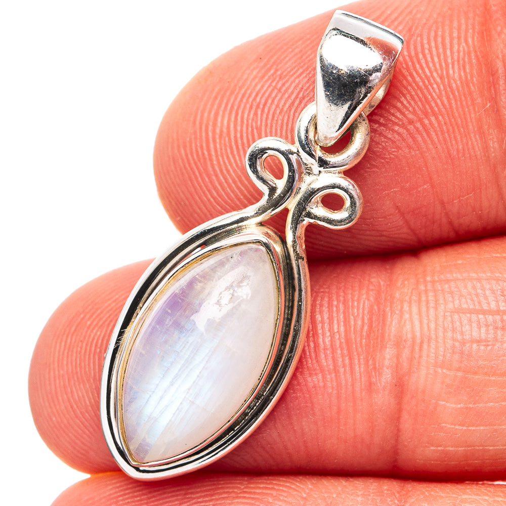 Rainbow Moonstone Pendant 1 3/8" (.925 Sterling Silver)