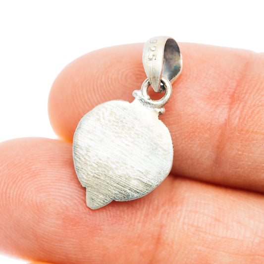 Sterling silver pendant back, textured rounded heart/leaf shape with bail