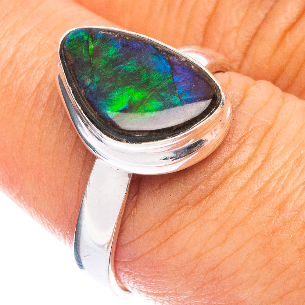 Rare Ammolite Ring Size 8 (925 Sterling Silver) R7804