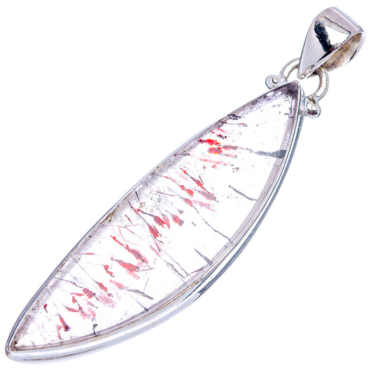 Sterling silver lepidocrocite pendant, teardrop gemstone in raised bezel frame
