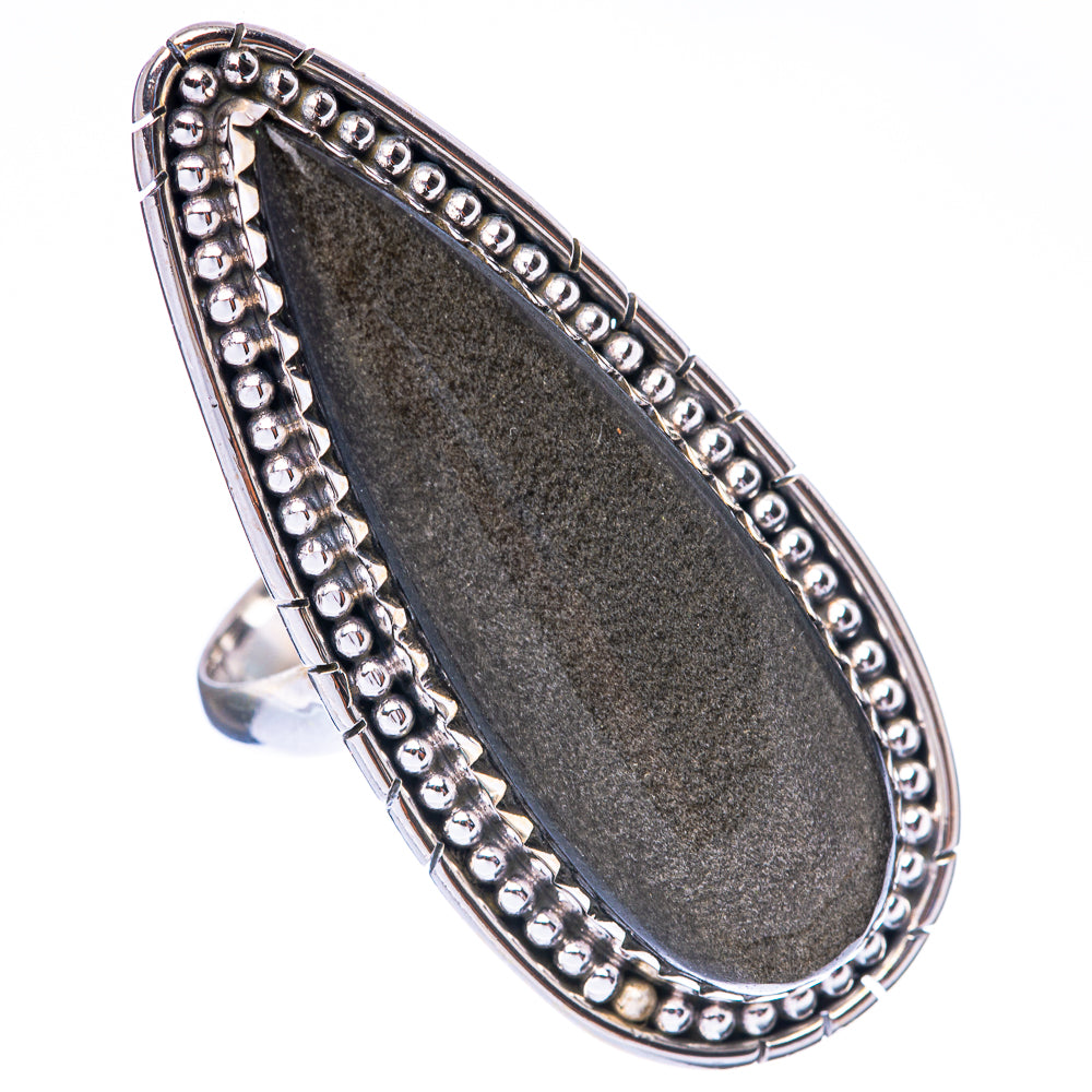 Gold Sheen Obsidian Large Ring Size 8.75 (925 Sterling Silver) R1756