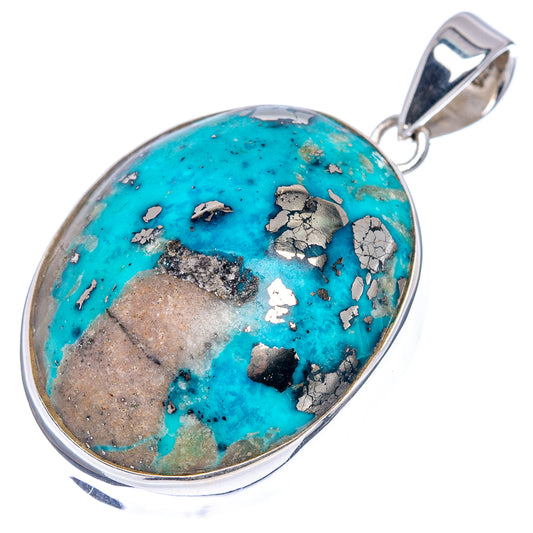 Premium Persian Turquoise Pendant 1 1/2" (.925 Sterling Silver)
