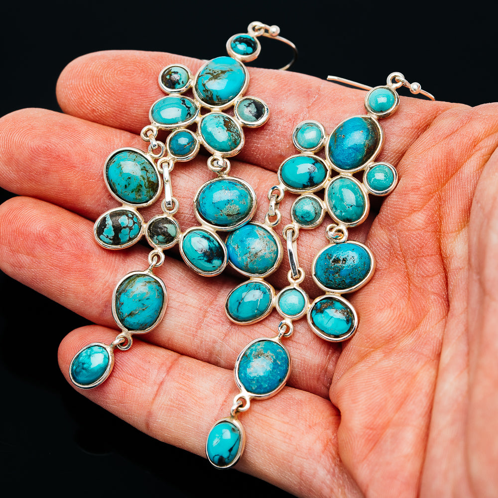 Arizona Turquoise Earrings 3 1/2" (.925 Sterling Silver)