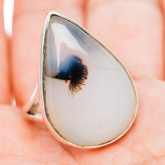 Premium Scenic Dendritic Agate Ring Size 9.75 (.925 Sterling Silver)