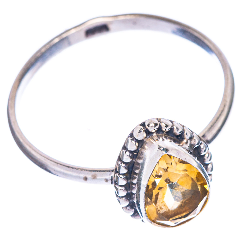 Faceted Citrine Dainty Ring Size 8.75 (925 Sterling Silver) R1085