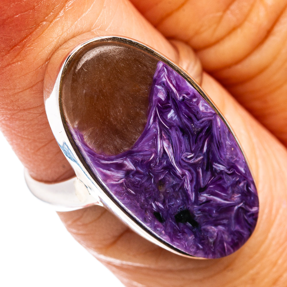 Premium Charoite Ring Size 6 Adjustable (.925 Sterling Silver)
