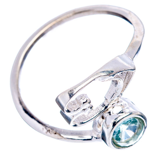 Sterling silver heart ring with round blue gemstone, dainty adjustable band