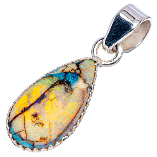 Sterling silver opal pendant with blue-gold teardrop cabochon and top bail