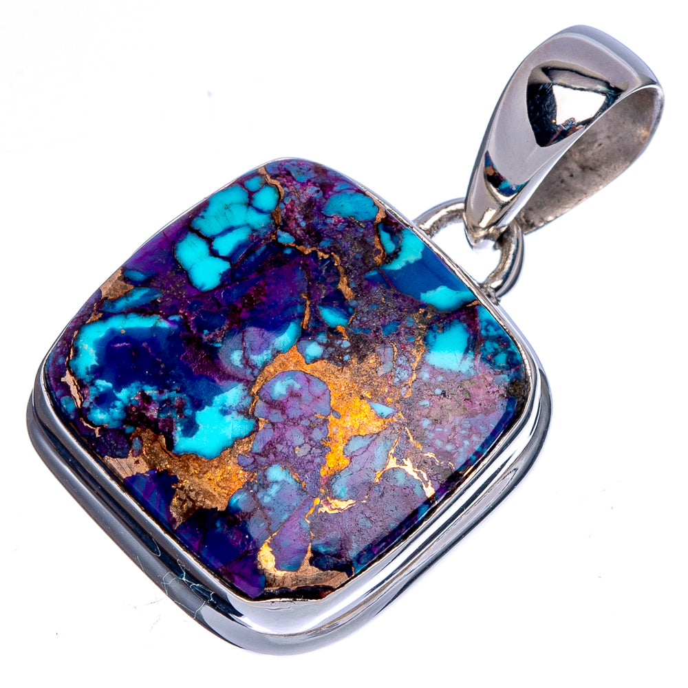 Purple Copper Turquoise Pendant 1 1/4" (925 Sterling Silver) P40400