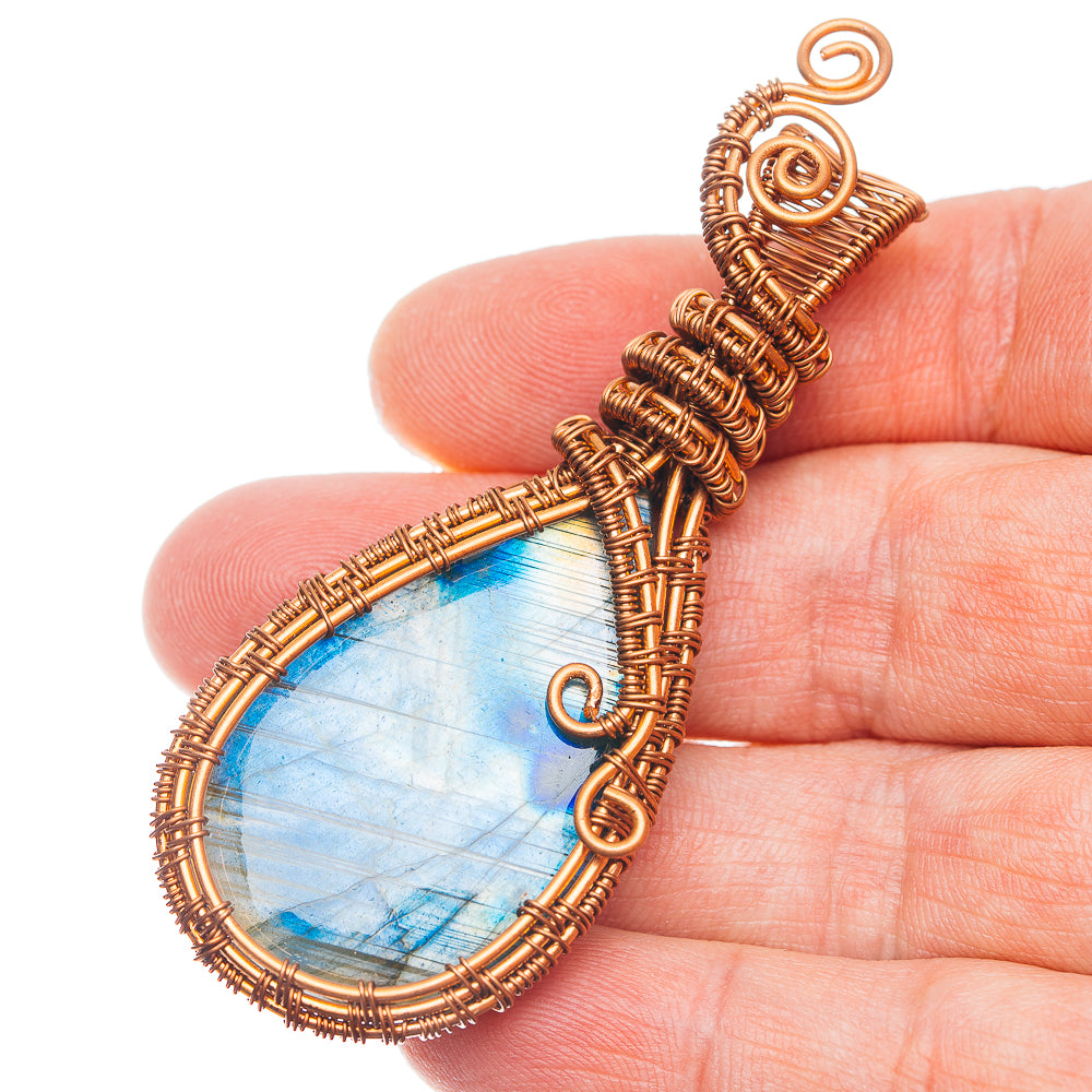 Labradorite Wire Wrap Pendant 3" (Copper)