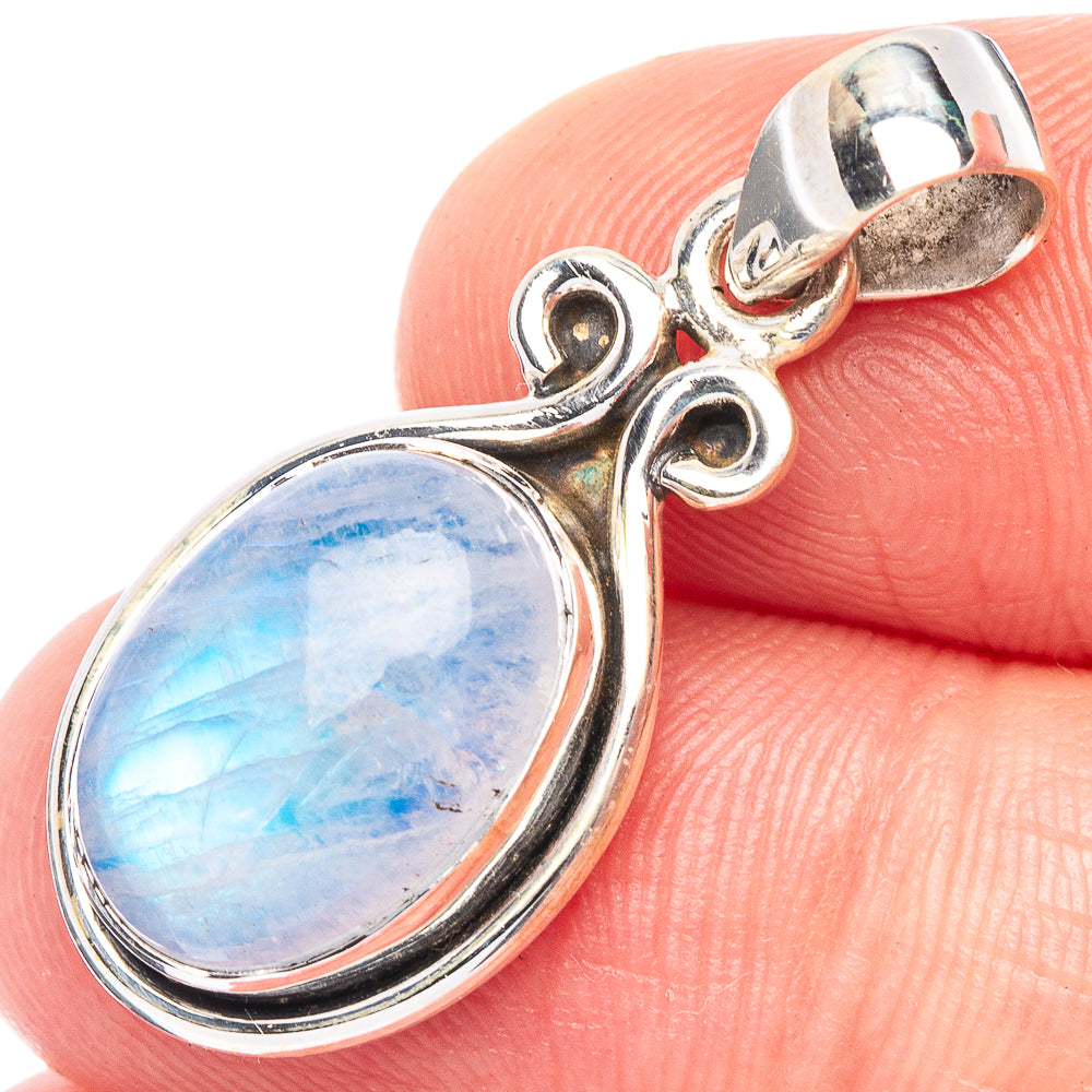 Rainbow Moonstone Pendant 1 1/4" (925 Sterling Silver) P44837