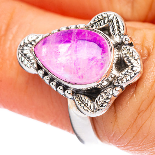 Pink Moonstone Ring Size 6.5 (925 Sterling Silver) R3773