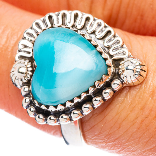 Larimar Heart Ring Size 7.75 (925 Sterling Silver) R4581