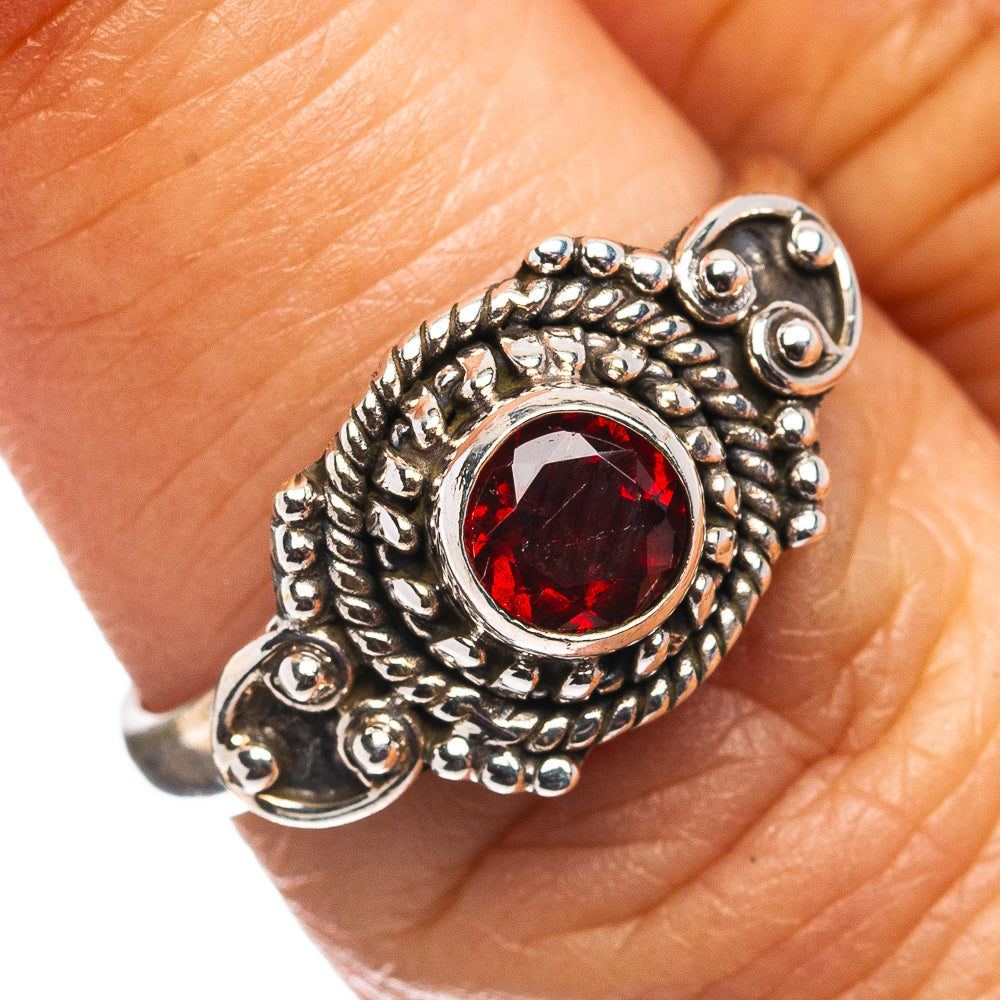 Garnet Ring Size 6.75 (.925 Sterling Silver)