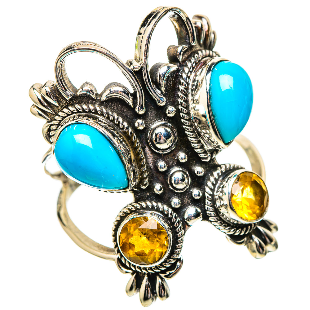 Large Sleeping Beauty Turquoise, Citrine Ring Size 10 (925 Sterling Silver) RING137984