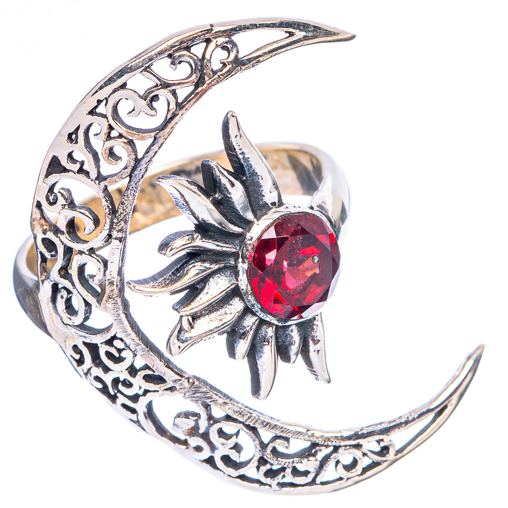 Garnet Moon Sun Dainty Ring Size 6 Adjustable (925 Sterling Silver) R5248
