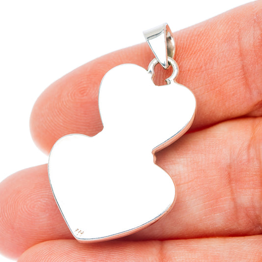 Exclusive Southwestern Style Manassa Turquoise Heart Pendant 1 1/2" (.925 Sterling Silver)