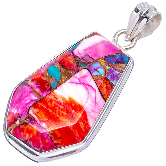 Sterling silver teardrop pendant with colorful gemstone-inlay, hinged loop bail