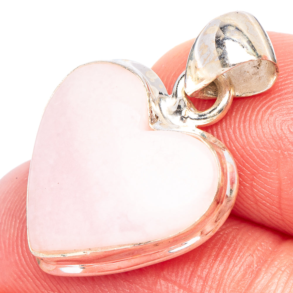 Pink Opal Heart Pendant 1" (925 Sterling Silver) P44233