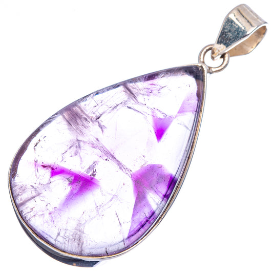 Amethyst teardrop pendant with purple gemstone facets in .925 sterling silver bezel