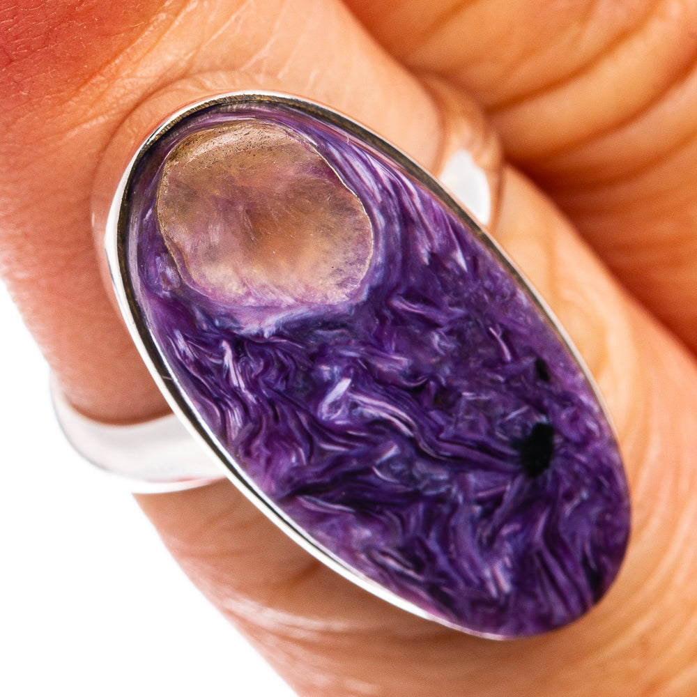 Premium Charoite Ring Size 6 Adjustable (.925 Sterling Silver)