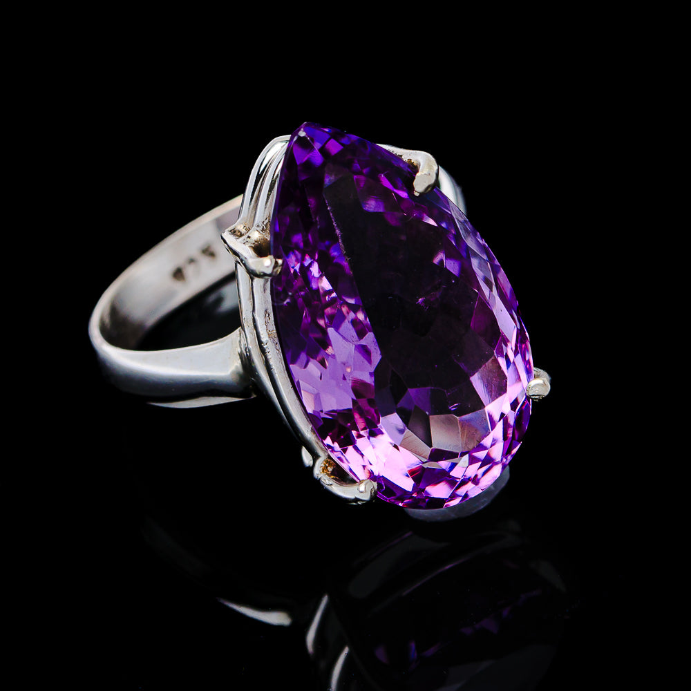 10.39ct Faceted Brazilian Amethyst Ring Size 9 (.925 Sterling Silver)