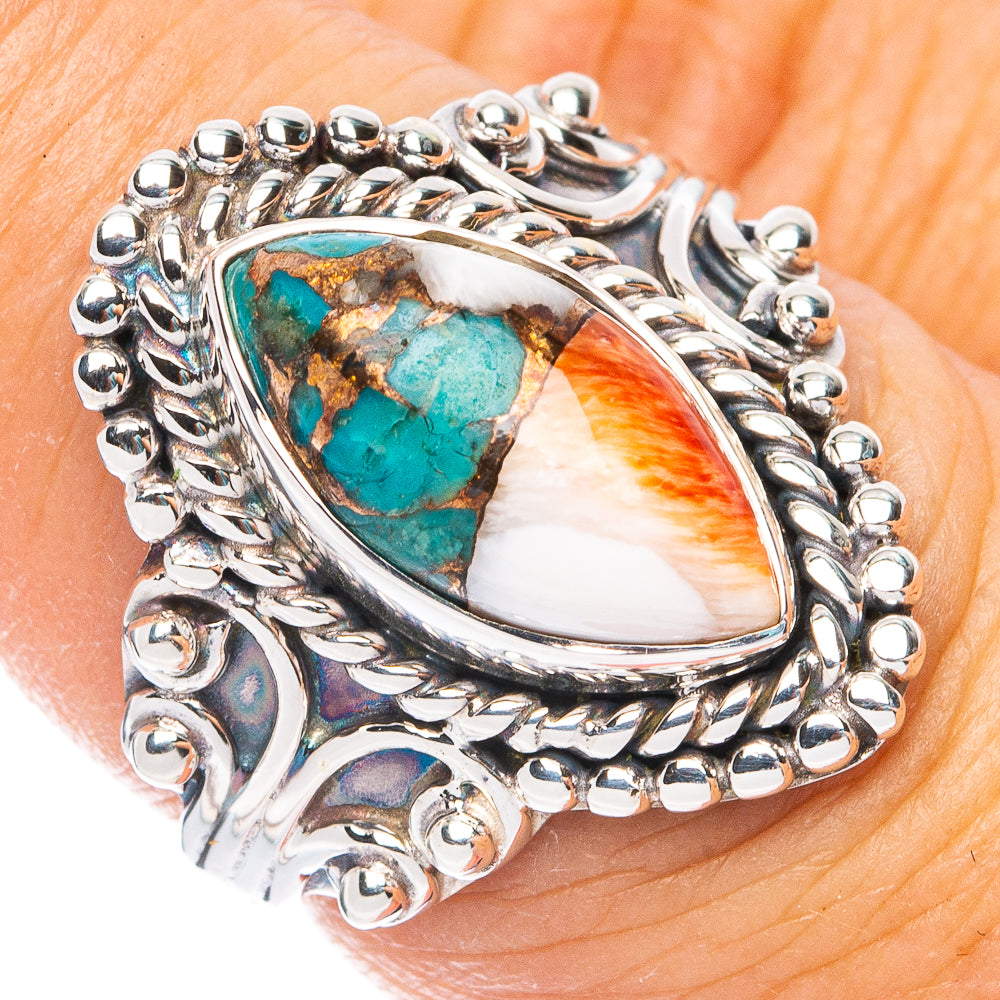 Premium Spiny Oyster Turquoise Ring Size 6.75 (925 Sterling Silver) RING7682