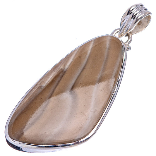 Striped flint pendant with .925 sterling silver bail, teardrop bezel