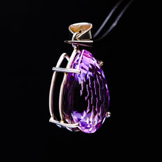 30.45ct Faceted Brazilian Amethyst Pendant 1 1/2" (.925 Sterling Silver)