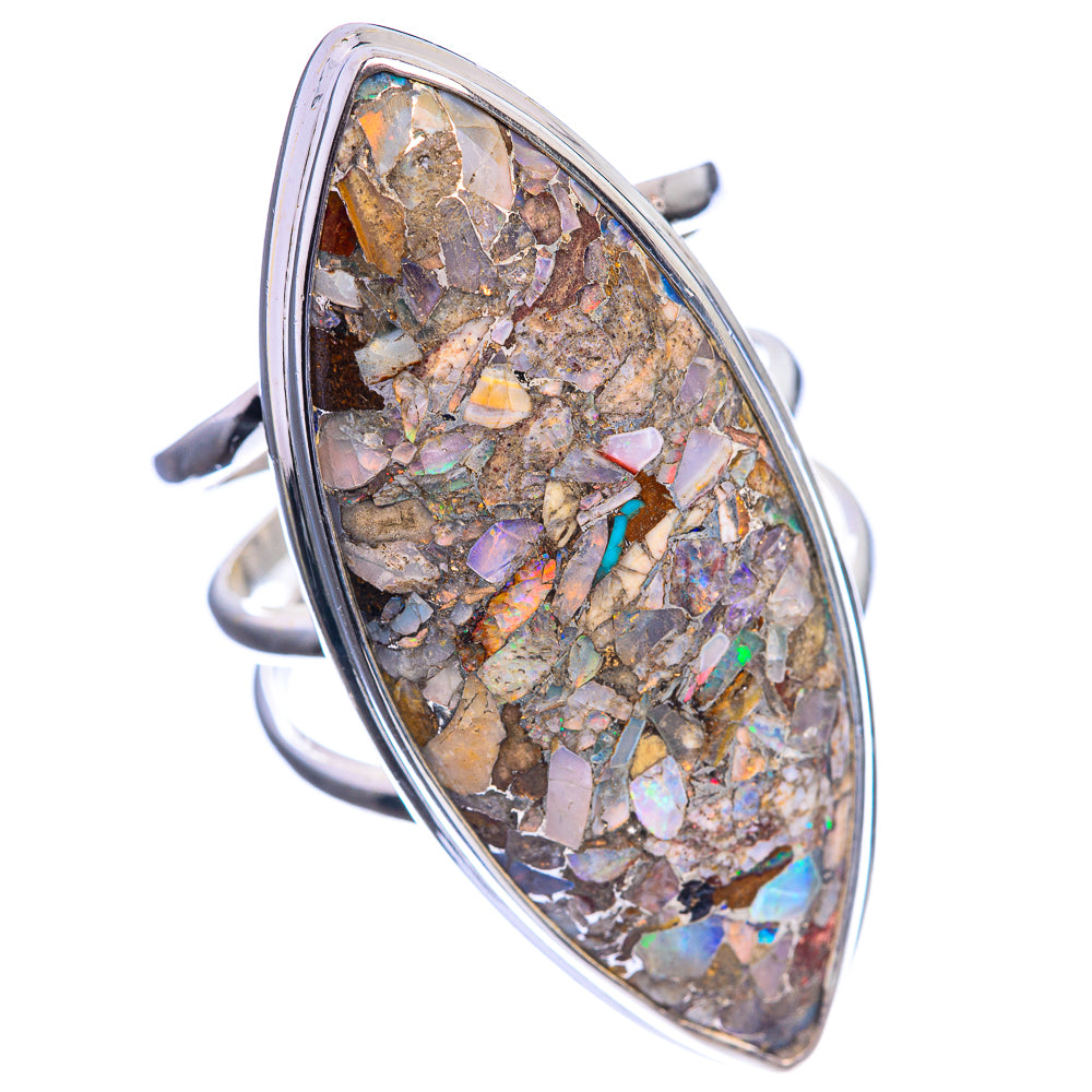 Large Brecciated Ethiopian Opal 925 Sterling Silver Ring Size 9.25