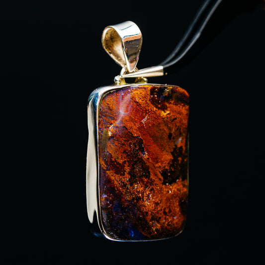 Premium Australian Boulder Opal Pendant 1 7/8" (.925 Sterling Silver)